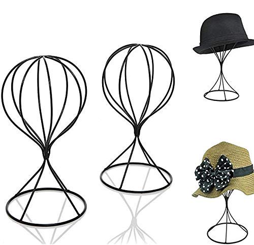 Mydio 2 Stück Moderne Metall-Hutständer, langlebig, stabil, Metall, für Hutkappen, Perücken, Halter, Metall (schwarz) von Mydio
