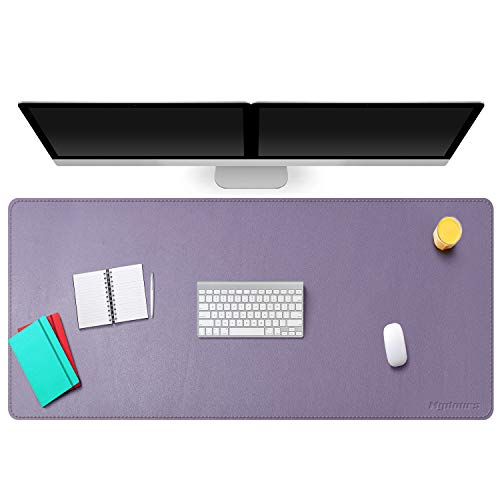 Mydours Groß Büro Schreibunterlagen, Verlängerter PU Leder Gaming Mauspad, Wasserdicht Leder Computer Schreibtisch Matte Mousepad rutschfeste Unterseite (Hellviolett, 135x60cm) von Mydours