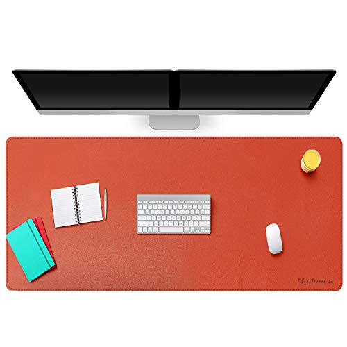 Mydours Groß Büro Schreibunterlagen, Verlängerter PU Leder Gaming Mauspad Wasserdicht Leder Computer Schreibtisch Matte Mousepad Rutschfeste Unterseite (Orange, 135x60cm) von Mydours