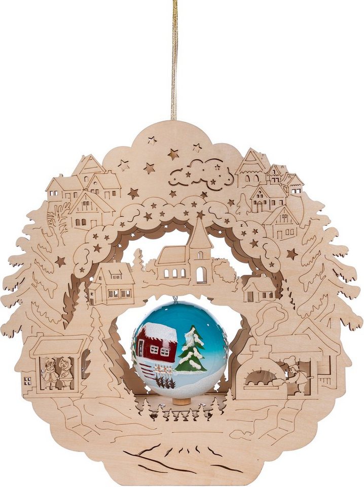 Myflair Möbel & Accessoires Dekolicht Weihnachtsdeko, LED fest integriert, mit drehbarer Weihnachtskugel, aus Holz, Höhe ca. 32 cm von Myflair Möbel & Accessoires