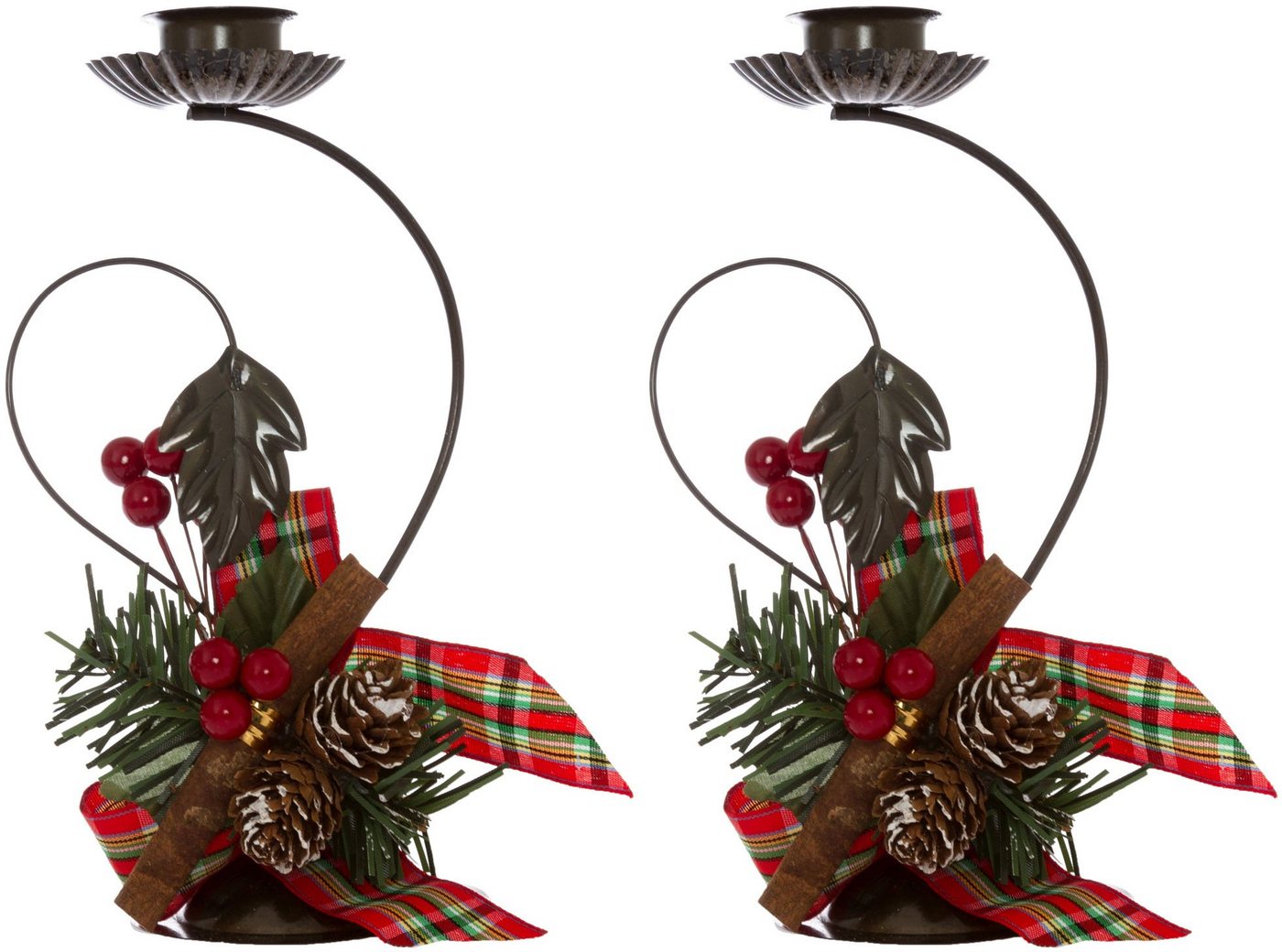 Myflair Möbel & Accessoires Kerzenhalter Weihnachtsdeko rot (Set, 2 St), im Blattdesign, mit winterlicher Dekoration von Myflair Möbel & Accessoires