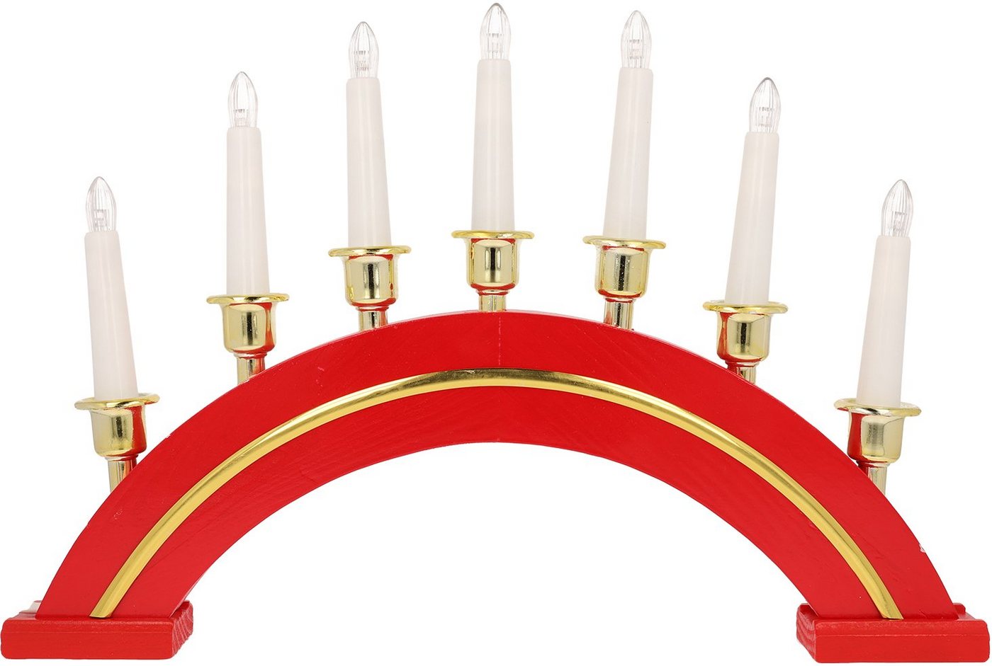 Myflair Möbel & Accessoires LED Dekoobjekt, LED fest integriert, Kerzenbrücke mit 7 LED Kerzen, Höhe ca. 27 cm, Weihnachtsdeko rot von Myflair Möbel & Accessoires