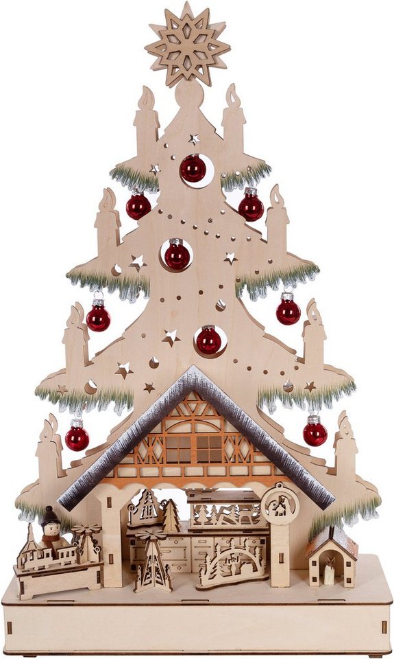 Myflair Möbel & Accessoires LED Schwibbogen (1-tlg), aus Holz, mit Weihnachtskugeln geschmückt, Höhe ca. 49 cm von Myflair Möbel & Accessoires