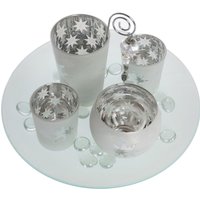 Myflair Möbel & Accessoires Teelichthalter "Solmas, Weihnachtsdeko", (Set, 5 St., 1x Kerzenteller, 4x Teelichtgläser) von Myflair Möbel & Accessoires