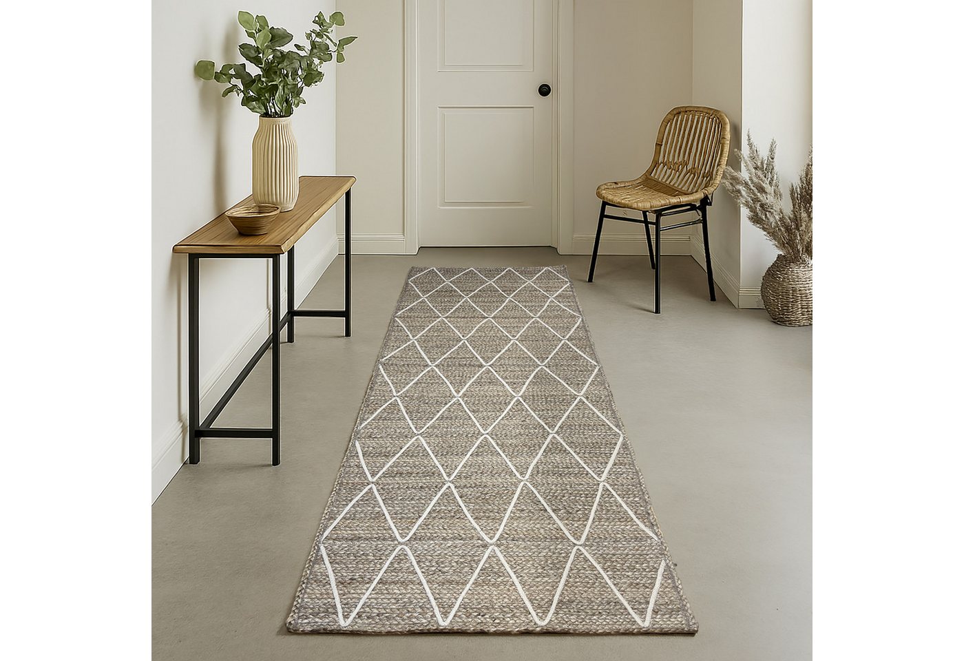 Myflair Möbel & Accessoires Teppich Juna Essence, rechteckig, Höhe: 10 mm, Juteteppich, handgeflochten, meliert, Rauten Muster, auch als Läufer von Myflair Möbel & Accessoires