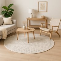 Myflair Möbel & Accessoires Wollteppich "Wooly Nature" rund 10 mm Höhe Handwebteppich, reine Wolle, Scandi Design, handgewebt, Wohnzimmer von Myflair Möbel & Accessoires