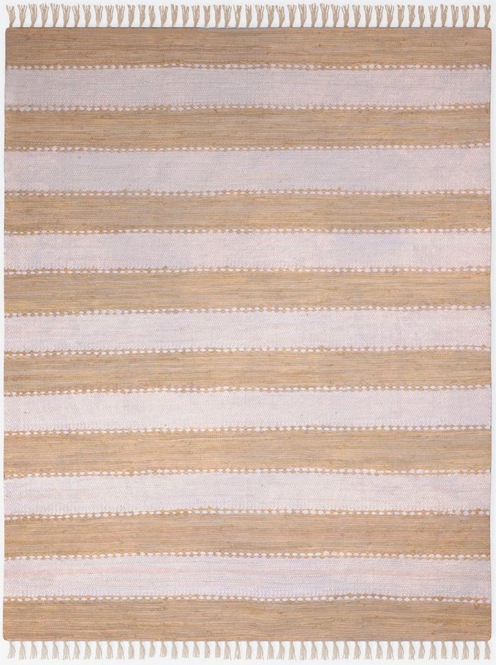 Teppich Karim, Myflair Möbel & Accessoires, rechteckig, Höhe: 10 mm, Handweb Teppich, gestreift, 90% Baumwolle, handgewebt, mit Fransen von Myflair Möbel & Accessoires