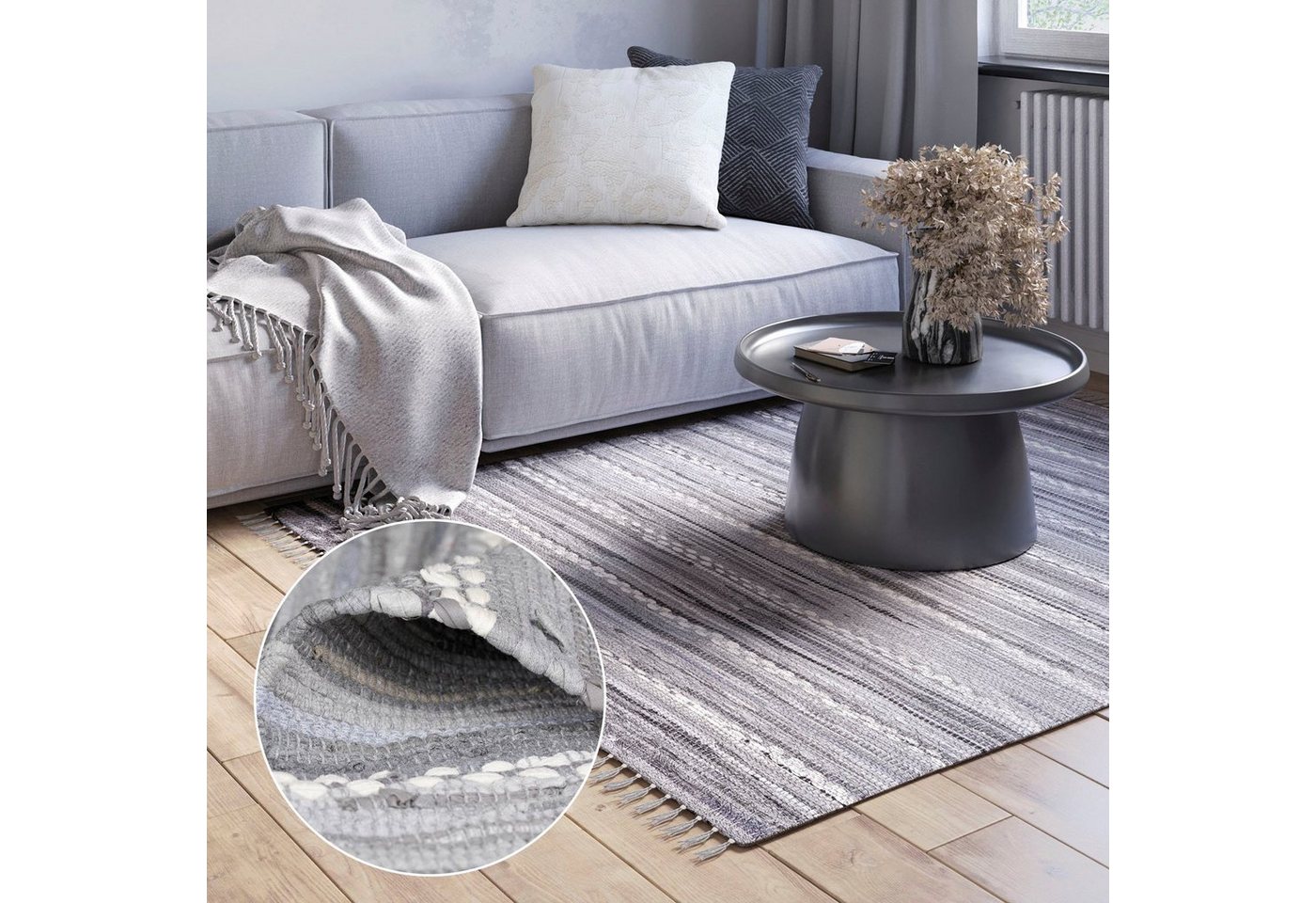 Myflair Möbel & Accessoires Teppich Sharon, rechteckig, Höhe: 10 mm, Flachgewebe, Fleckerl, 90% Baumwolle, handgewebt, mit Fransen Myflair Möbel & Accessoires Teppich Sharon, rechteckig, Höhe: 10 mm, Flachgewebe, Fleckerl, 90% Baumwolle, handgewebt, mit Fransen von Myflair Möbel & Accessoires