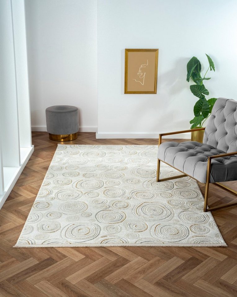 Myflair Möbel & Accessoires Teppich My Style Lagerräumung, rechteckig, Höhe: 10 mm, Kurzflor, Scandi-Design, besonders weich durch Microfaser, mit Fransen von Myflair Möbel & Accessoires