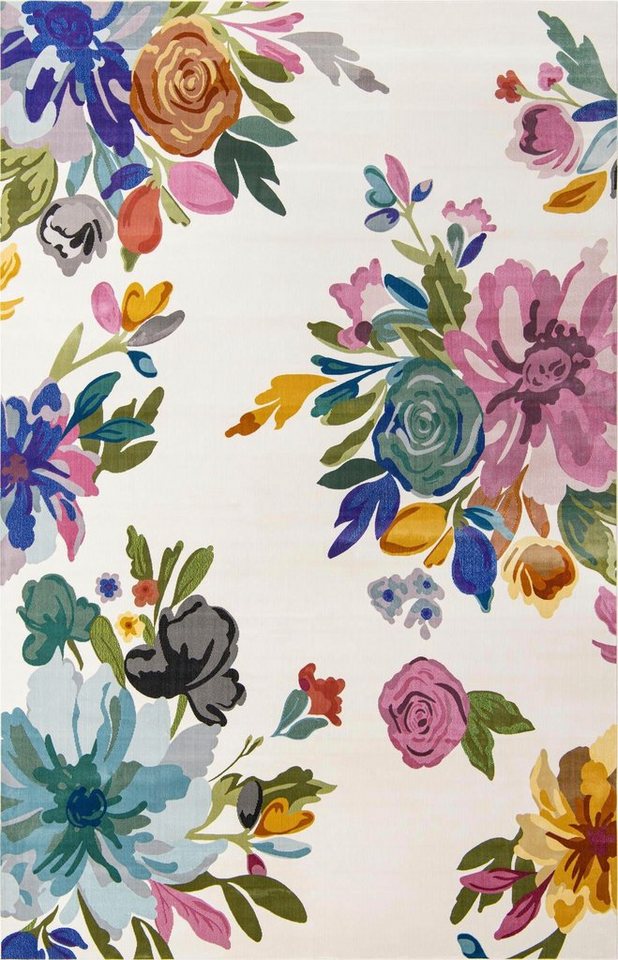 Myflair Möbel & Accessoires Teppich Sunshine, LAGERRÄUMUNG!, rechteckig, Höhe: 8 mm, Kurzflor, gewebt, Blumen Design, ideal im Wohnzimmer & Schlafzimmer von Myflair Möbel & Accessoires