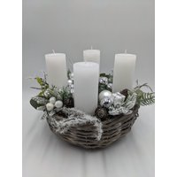 Adventsgesteck Kugel Zapfen Geschenk Silber Adventsgesteck Kugel Zapfen Geschenk Silber von MyfleurDE