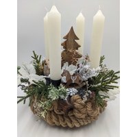 Adventsgesteck Stern Haus Schaukelpferd Creme Adventsgesteck Stern Haus Schaukelpferd Creme von MyfleurDE
