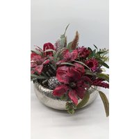 Herbstgesteck Herbstdekoration Magnolie Heide Gräser Dunkelrot Grün von MyfleurDE