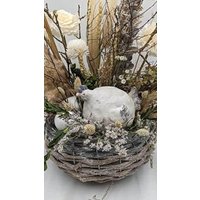 Ostergesteck Frühlingsgesteck Ei Huhn Getreide Gräser Natur Weiß von MyfleurDE