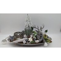 Weihnachtsgesteck Adventsgesteck Teelicht Hirschkopf Tischgesteck Bäumchen Silber Weihnachtsgesteck Adventsgesteck Teelicht Hirschkopf Tischgesteck Bäumchen Silber von MyfleurDE