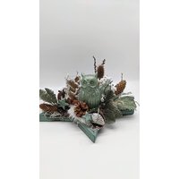 Weihnachtskranz Adventskranz Adventsgesteck Stern Eule Windlicht Zapfen Tischgesteck Mint von MyfleurDE