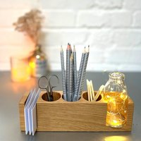 stiftehalter Aus Holz, Rustikaler Tisch Organizer, Büro Organizer , Visitenkartenhalter, Zero Waste Schreibtisch Organisation, Homeoffice von Myflowermeadow