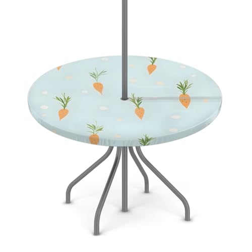 Myfsucce Wasserdichte Outdoor-Tischdecke mit Schirmloch und elastischem Rand, passgenaues Design für Terrasse, Garten und Picknick, lichtechtes Polyester mit Reißverschluss von Myfsucce