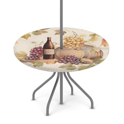 Myfsucce Wasserfeste Outdoor-Tischdecke mit Schirmloch und elastischem Rand, passgenaues Design für Terrasse, Garten und Picknick, lichtechtes Polyester mit Reißverschluss von Myfsucce