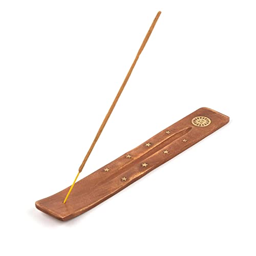 Myga Räucherstäbchenhalter aus Holz – handgefertigter Stabbrenner aus natürlichem Ulmenholz – Aschefänger, ideal für Meditation, Aromatherapie und Yoga – ideal für Heimdekoration (Sonne) von Myga