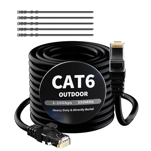 Mygatti CAT 6 Ethernet Kabel 20 Meter-Schwarz für Außen&Innenbereich,wasserdicht,direkte Verlegung,Gigabit Netzwerkkabel,UTP,CCA,RJ45-LAN-Patchkabel für POE-Kamera,Router,Modem,Switch+25 Kabelbindern Mygatti CAT 6 Ethernet Kabel 20 Meter-Schwarz für Außen&Innenbereich,wasserdicht,direkte Verlegung,Gigabit Netzwerkkabel,UTP,CCA,RJ45-LAN-Patchkabel für POE-Kamera,Router,Modem,Switch+25 Kabelbindern von Mygatti