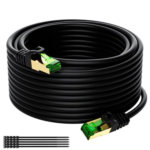 Mygatti 15 Meter CAT 8 Netzwerkkabel 40Gbps für Außen- & Innenbereich,2000MHz S/FTP Ethernet Kabel,Wetterfest,UV-beständig,POE,LAN Kabel,Patchkabel,grün vergoldeter RJ45 Stecker+25 Kabelbindern Mygatti 15 Meter CAT 8 Netzwerkkabel 40Gbps für Außen- & Innenbereich,2000MHz S/FTP Ethernet Kabel,Wetterfest,UV-beständig,POE,LAN Kabel,Patchkabel,grün vergoldeter RJ45 Stecker+25 Kabelbindern von Mygatti