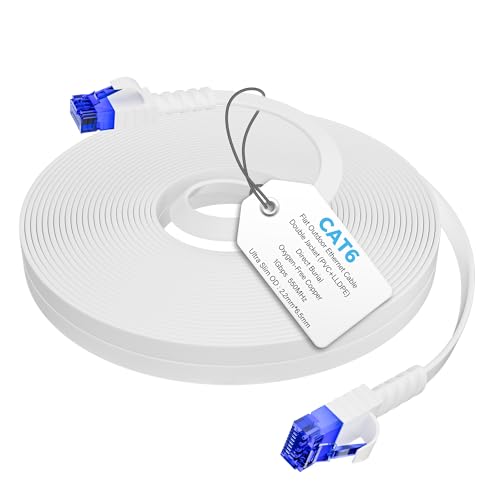 Mygatti 5 Meter CAT 6 Flaches Ethernet Kabel-Weiß,für Außen&Innenbereich,1.0 Gigabit Netzwerkkabel,Robustes PVC+LLDPE,strapazierfähiges,UV-beständig Cat6 RJ45 LAN kabel,für POE-Kamera,Router,Modem von Mygatti