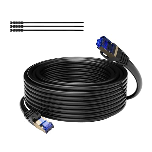 Mygatti CAT 7 Outdoor Use Waterproof Direct Burial RJ45 Ethernet Network Cable -10 Gigabit Ethernet, LAN & Patch Cable- Black 10m with 15 Cable Ties von Mygatti