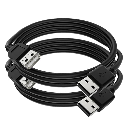 Mygatti USB 2.0 Verlängerungskabel 1 m/2 Stück,Schwarz Typ A Stecker auf Buchse Verlängerungskabeladapter,kompatibel mit Tastatur,Maus,Flash-Laufwerk,Festplatte und mehr von Mygatti