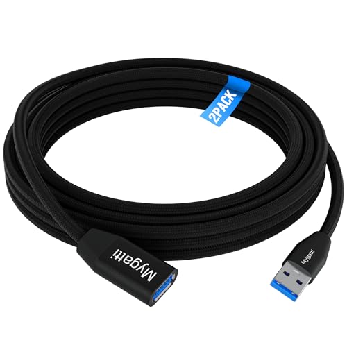 Mygatti USB 3.0 Verlängerungskabel 2 Stück 3 Meter,5.0 Gbps USB A-Stecker auf Buchse mit Nylon Stoffmantel,geeignet für Kartenleser, Tastaturen,Drucker,Scanner,Kameras,USB 3.0 Extension Cable von Mygatti