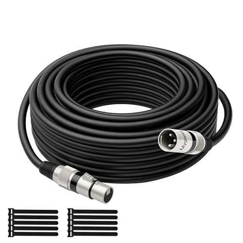 Mygatti XLR-Kabel Mikrofonkabel 20 m(schwarz),Stecker auf Buchse,3 polig abgeschirmt ausbalanciert Patchkabel,mit EMI-und RFI-Unterdrückung,Kompatibel mit Verstärker,Lautsprecher+10 Kabelbinder von Mygatti
