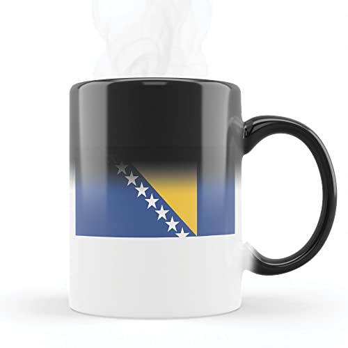 Magique Tasse ändert die Farbe, wärmeempfindlich, temperaturbeständig - aus Keramik mit Motiv Flagge Bosnien Herzegovine von Mygoodprice