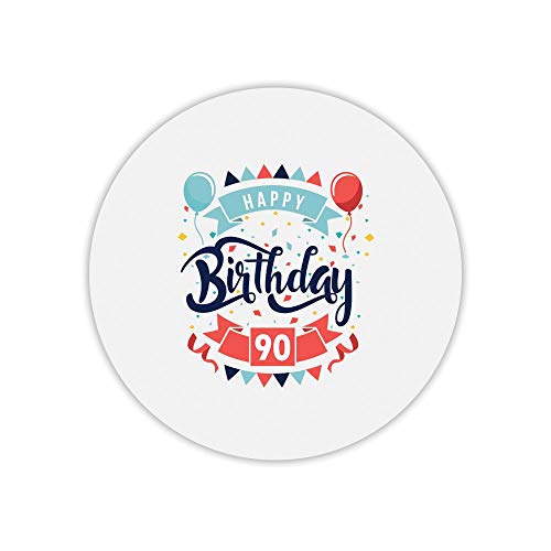 Mauspad, rund, Happy Birthday 90 von Mygoodprice