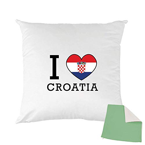Mygoodprice Kissenhülle, zweifarbig, Bedruckt, 40 x 40 cm, Flagge I Love Kroatien Grün von Mygoodprice