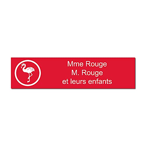 Mygoodprice Namensschild für Briefkasten Flamingo, selbstklebend, 10 x 2,5 cm, personalisierbar, 1 bis 3 Zeilen, Rot von Mygoodprice