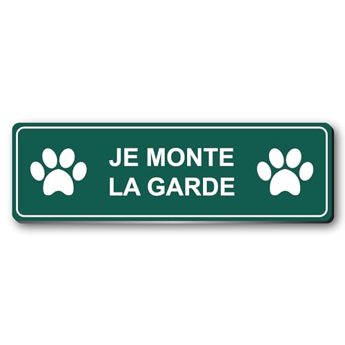 Mygoodprice Schild mit Aufschrift "Je Monte la Garde mit Hundepfoten", personalisierbar, 13 x 4 cm, Dunkelgrün von Mygoodprice