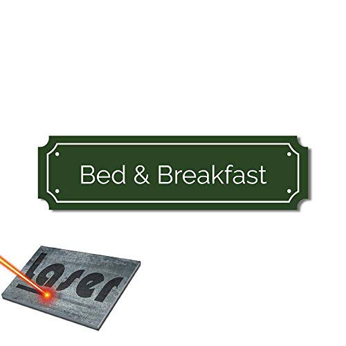 Mygoodprice Schild mit Gravur, selbstklebend, 14,5 x 4 cm, Motiv Bed & Breakfast auf grünem Hintergrund von Mygoodprice