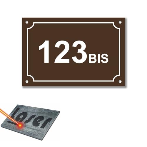 Personalisierbares Hausnummernschild, selbstklebend, 15 x 10 cm, Braun von Mygoodprice