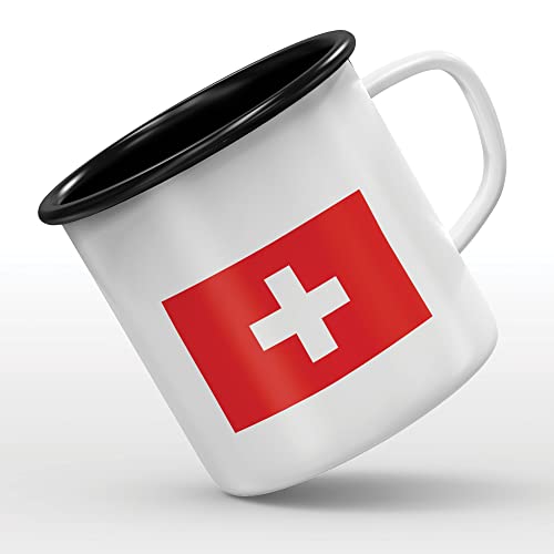 Tasse mit Schweizer Flagge, emailliert von Mygoodprice