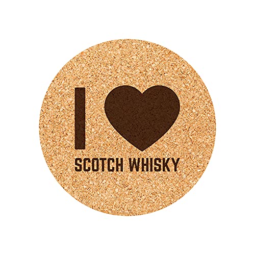 Untersetzer aus Kork mit Gravur I Love Scotch Whisky, 6 Stück von Mygoodprice