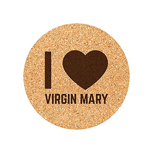 Untersetzer aus Kork mit Gravur I Love Virgin Mary, 6 Stück von Mygoodprice
