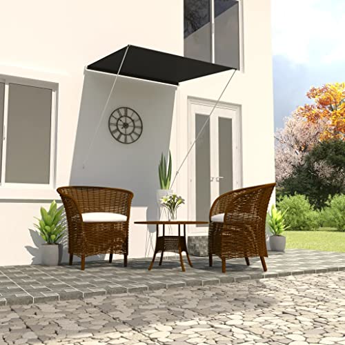 Markise, Klemmmarkise Einziehbar, Sonnenschutz für Fenster Terrasse Balkon, Balkonmarkise Fallarmmarkise Fenstermarkise,Anthrazit,100 x 150 cm von Myheimly