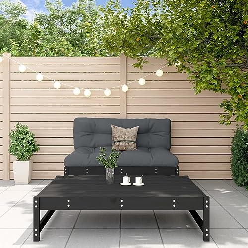 Myheimly 2-TLG. Garten-Lounge-Set Schwarz Massivholz Kiefer Schwarze Kiefer Mittelteil Fußstütze von Myheimly