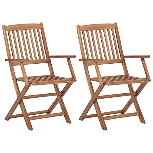 Myheimly 2X Akazienholz Massiv Gartenstuhl Klappbar Essstuhl Klappstuhl Gartenmöbel Stuhl Stühle Gartenstühle Terrassenstuhl Balkonstuhl Holzstuhl,Mit Armlehnen,2 PZ von Myheimly