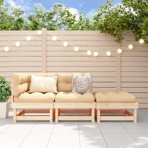 Myheimly 3-TLG. Garten-Lounge-Set Massivholz Kiefer Natürliche Kiefer Eckteil Mittelteil Fußstütze 3029110de von Myheimly