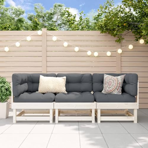 Myheimly 3-TLG. Garten-Lounge-Set Weiß Massivholz Kiefer Weiße Kiefer 2X Corner Middle von Myheimly