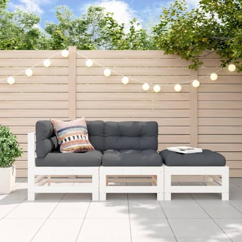 Myheimly 3-TLG. Garten-Lounge-Set Weiß Massivholz Kiefer Weiße Kiefer Eckteil Mittelteil Fußstütze 3029112de Myheimly 3-TLG. Garten-Lounge-Set Weiß Massivholz Kiefer Weiße Kiefer Eckteil Mittelteil Fußstütze 3029112de von Myheimly