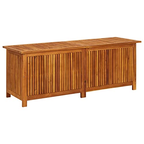 Myheimly Akazienholz Massiv Garten Aufbewahrungsbox Auflagenbox Kissenbox Gartenbox Gartentruhe Kissentruhe Gartenmöbel Truhe Box Kiste 150 x 50 x 58 cm von Myheimly