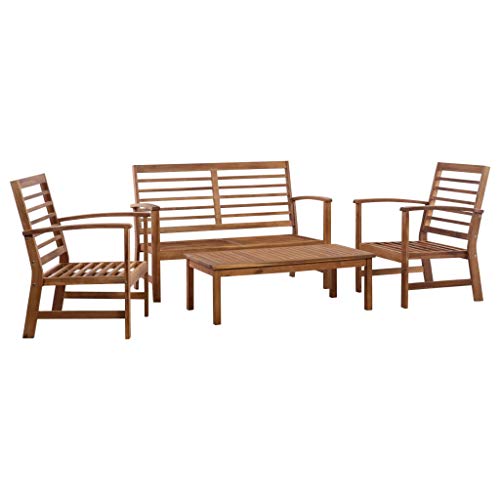 Myheimly Akazienholz Massiv Gartenmöbel 4-TLG. Lounge Sofa Sitzgruppe Garnitur Gartenset Möbel Sofagarnitur Gartensofa Gartengarnitur,Braun von Myheimly