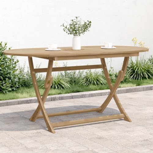 Myheimly Akazienholz Massiv Gartentisch Klappbar Terrassentisch Balkontisch Gartenmöbel Tisch Klapptisch Esstisch Holztisch Hellbraun,160 x 85 x 75 cm von Myheimly